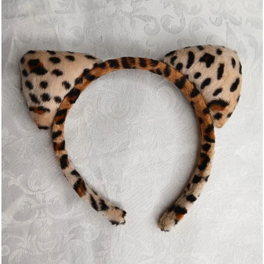 Girls Headband Lot  of 3: Gold LOL Surprise, Animal Print Cat Ears, Hearts